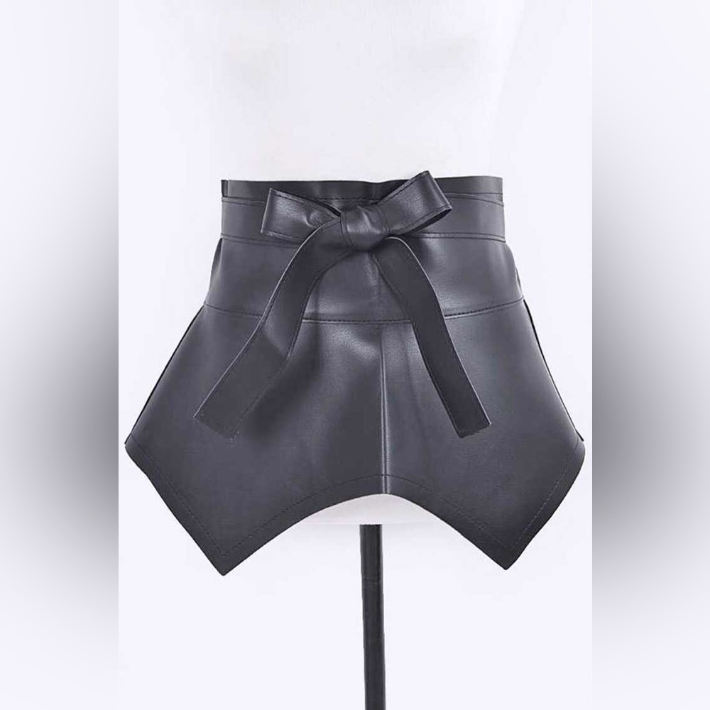 Plus Size Vegan Leather Wrap Skirt Statement Belt
